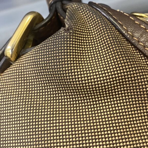 PRADA Logo Crossbody Shoulder Bag Jacquard Leather Brown GHW 60YF090 - Picture 5 of 16